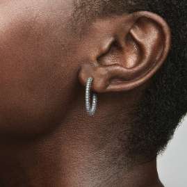 Pandora 293016C01 Women's Hoop Earrings Silver Pavé Single Row