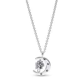 Pandora 392992C01-50 Ladies' Necklace Moon & Spinning Tree of Life Silver