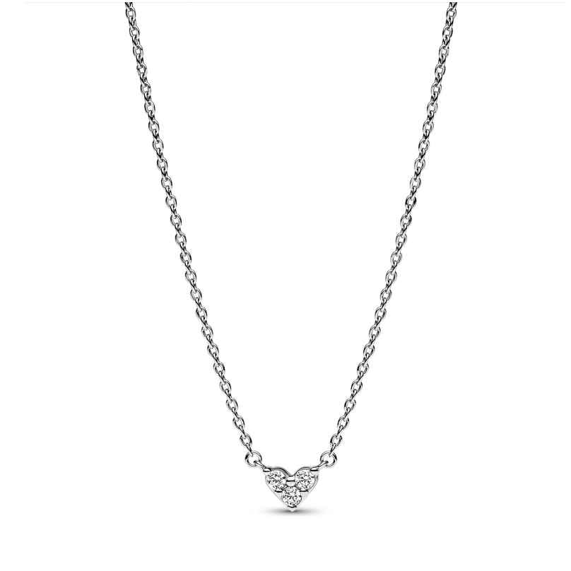 Pandora 393014C01-45 Ladies' Silver Necklace Triple Stone Heart 5700303079158
