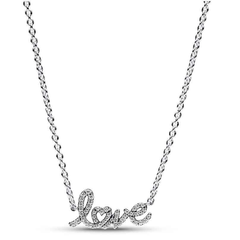Pandora 393076C01-45 Women's Necklace Sparkling Handwritten Love Silver 5700303092812