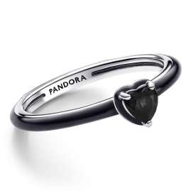 Pandora 193088C01 Damenring Silber Schwarzes Chakra Herz