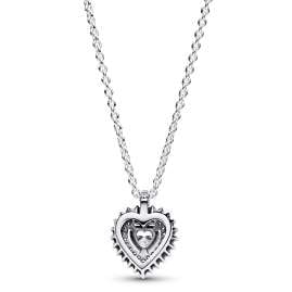 Pandora 393099C01-45 Damen-Halskette Funkelndes Herz Heiligenschein Silber