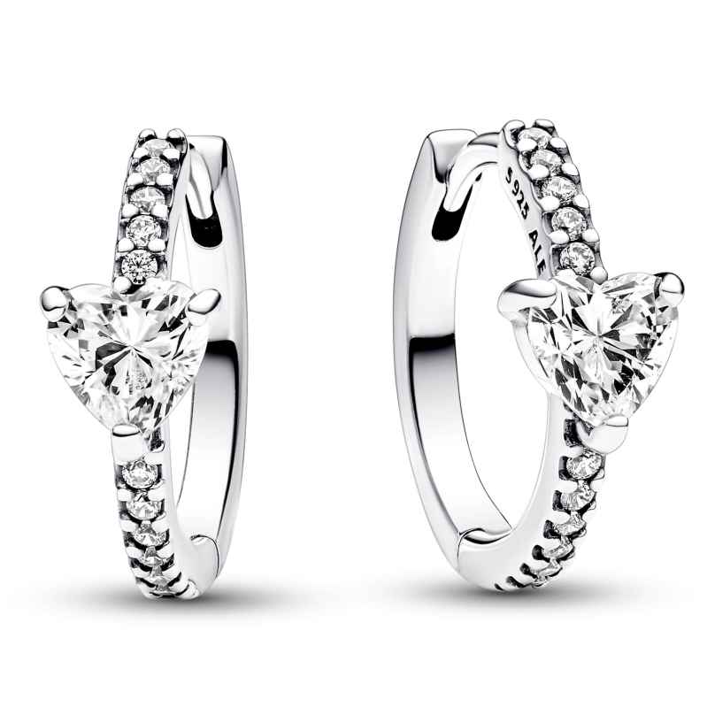 Pandora 293101C01 Women's Hoop Earrings Sparkling Heart Silver 5700303094007