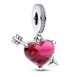 Pandora 68101 Damen-Halskette Silber Rotes Herz mit Pfeil Set