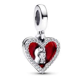Pandora 68102 Damen-Kette Silber Rotes Herz mit Doppeltem Schlüsselloch Set