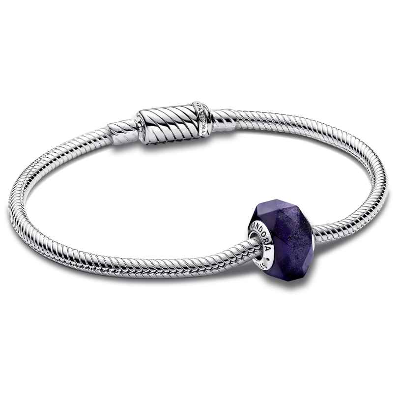 Pandora 68121 Ladies' Bracelet Silver Faceted Blue Murano Glass Starter Set