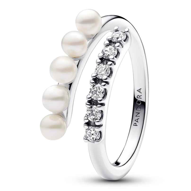 Pandora 193145C01 Women's Silver Ring Freshwater Cultured Pearls & Pavé