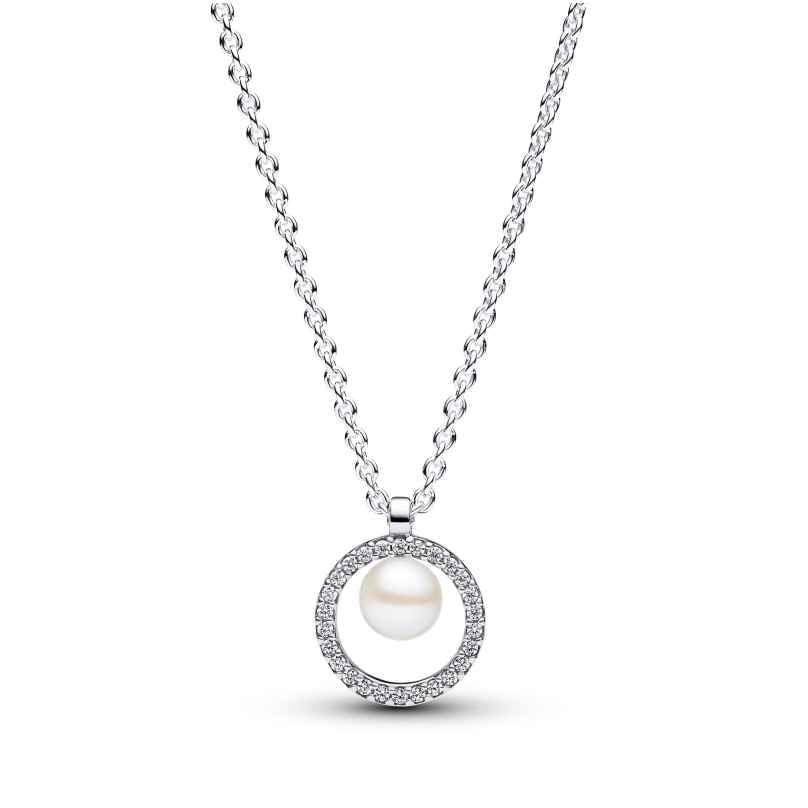 Pandora 393165C01-45 Silver Ladies' Necklace Freshwater Cultured Pearl & Pavé 5700303110783