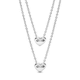 Pandora 393207C00-45 2 Damen-Halsketten Für Immer & Ewig Teilbares Herz