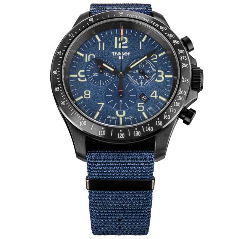 traser H3 109461 Men's Wristwatch P67 Officer Pro Chrono Blue with Nato Strap 7630027704600