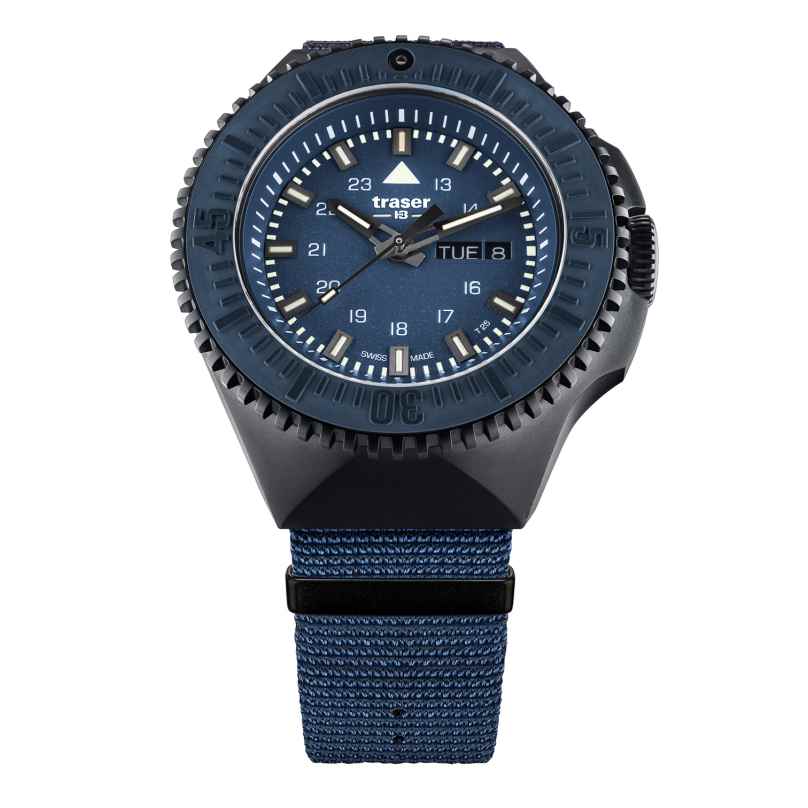 traser H3 109856 Men's Watch P69 Black Stealth Blue with Nato Strap 7630027704846