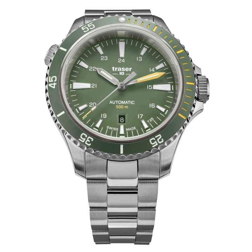traser H3 110328 Men's Watch P67 Diver Automatic Green with Steel Strap 7630027705027