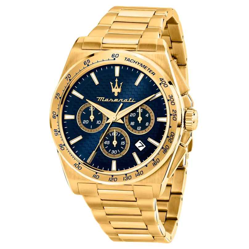 Maserati R8873652002 Men's Chronograph Velocità Gold Tone/Blue 8056783254804