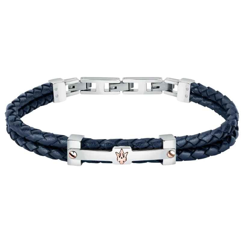 Maserati JM422AVE10 Men's Bracelet Blue Leather/Stainless Steel 8033288982777