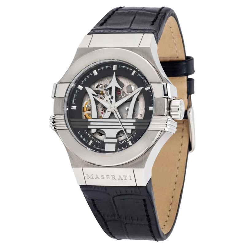 Maserati R8821108038 Men's Watch Automatic Potenza Skeleton silver/black 8033288890584