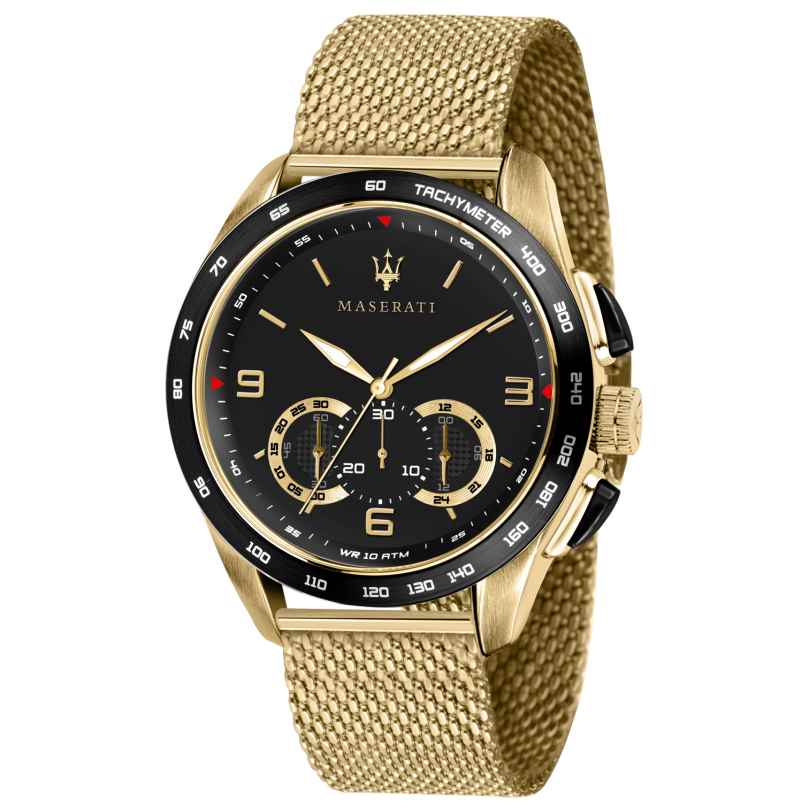 Maserati R8873612010 Men's Watch Chronograph Traguardo Gold Tone Mesh Bracelet 8033288844686
