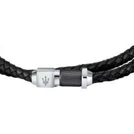 Maserati JM223AVE18 Men's Wrap Bracelet Black Leather