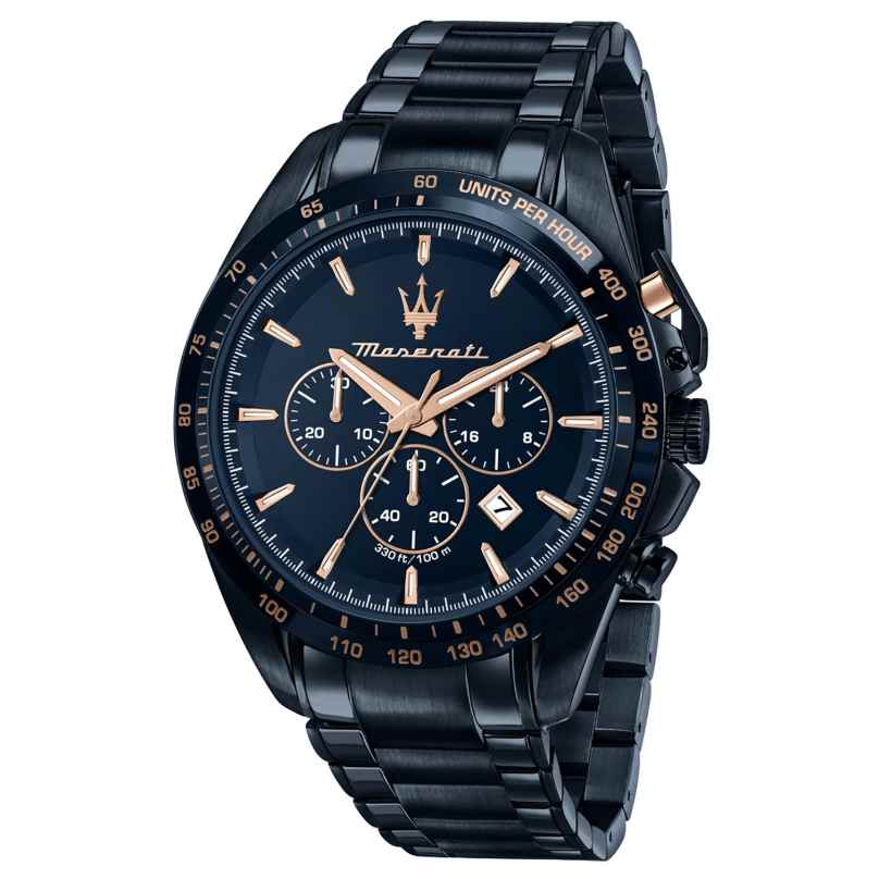 Maserati R8873612054 Men's Watch Chronograph Traguardo Blue/Rose Gold Tone 8056783057122