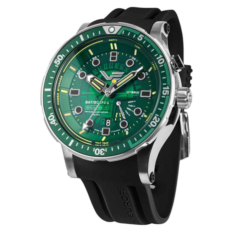 Vostok Europe PX84-511A770-GRE Men's Diving Watch Hybrid Batiscafos Green 4262511287929