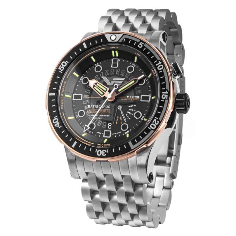 Vostok Europe PX84-511E769-B Herren-Armbanduhr Hybrid Batiscafos Stahl/Schwarz 4260703063931