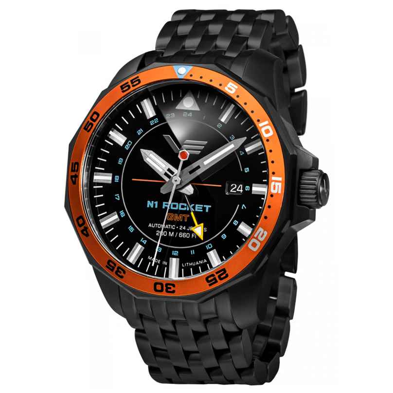 Vostok Europe NH34-225C714-B Men's Wristwatch Automatic GMT Rocket N1 Black 4260703063030