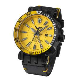 Vostok Europe NH34-575C719_BLK Men's Wristwatch GMT Energia Rocket Black/Yellow