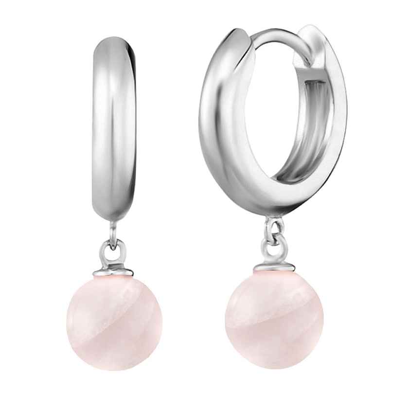 Engelsrufer ERE-RQ-CR Women's Hoop Earrings Silver Powerful Stone Rose Quartz 4260645861497