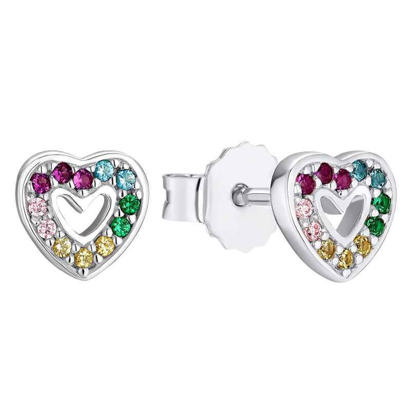Prinzessin Lillifee 2031166 Silver Heart Earrings for Girls Multicolour 4056867027434
