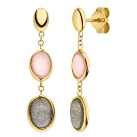 Elaine Firenze 223827-6E Women's Earrings Labradorite/Chalcedony 585 / 14 K Gold