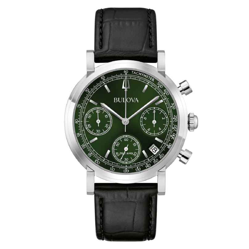 Bulova 96B457 Herrenuhr Chronograph Classic Schwarz/Grün 7613077602744
