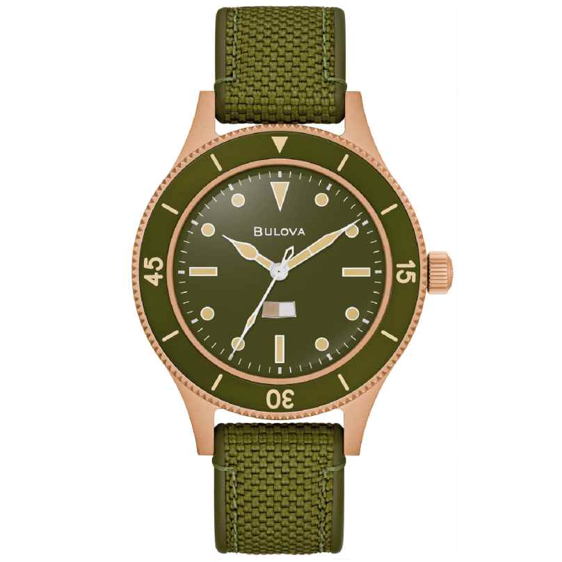 Bulova 98A324 Men's Automatic Watch Mil-Ships Special Edition Khaki 7613077603734