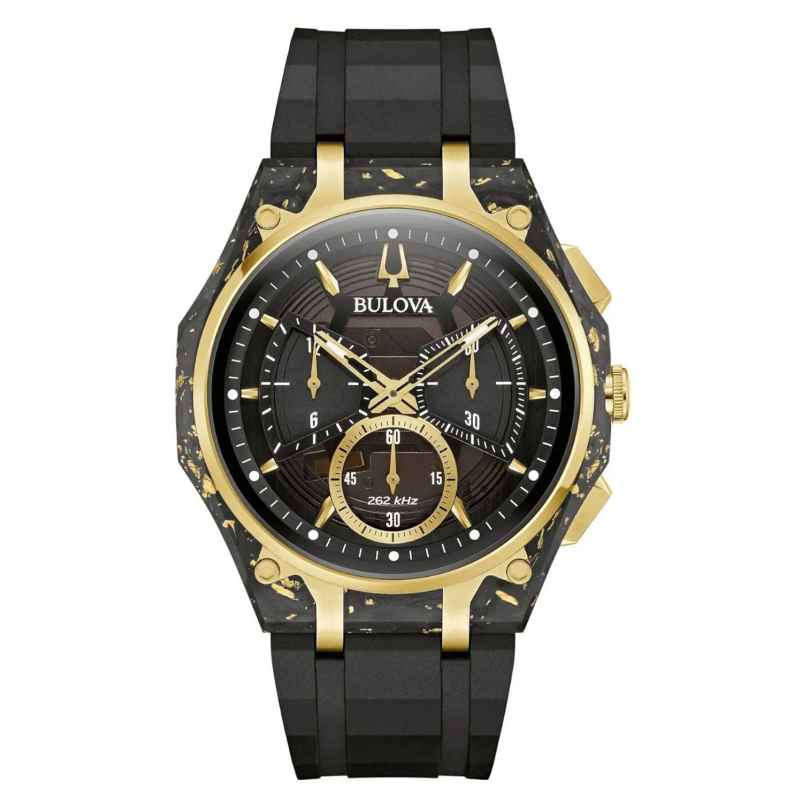 Bulova 98A328 Herrenuhr Chronograph Curv Schwarz/Goldfarben 7613077605363
