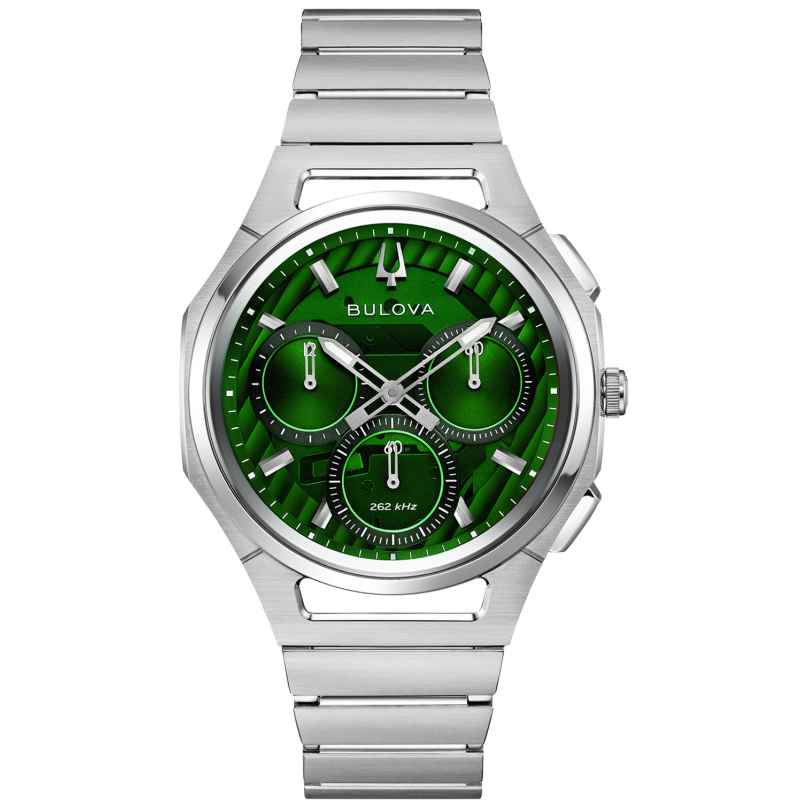 Bulova 96A338 Herrenuhr Chronograph Curv Stahl/Grün 7613077607725