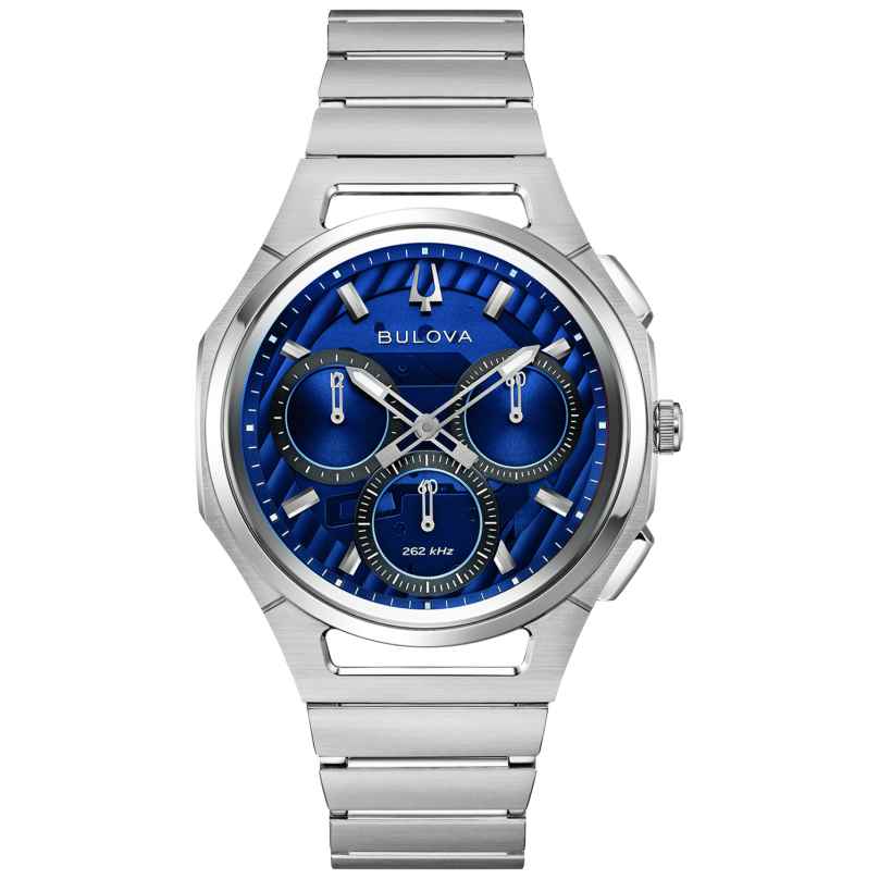 Bulova 96A339 Herren-Armbanduhr Chronograph Curv Stahl/Blau 7613077607732