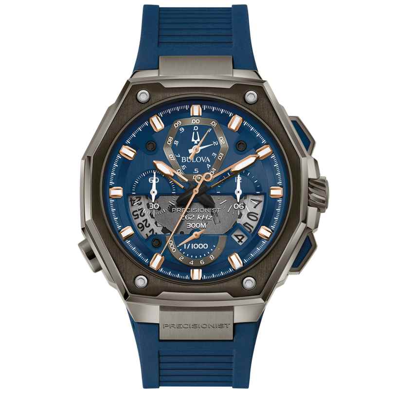 Bulova 98B357 Men's Watch Chronograph Precisionist Blue/Grey 7613077585542