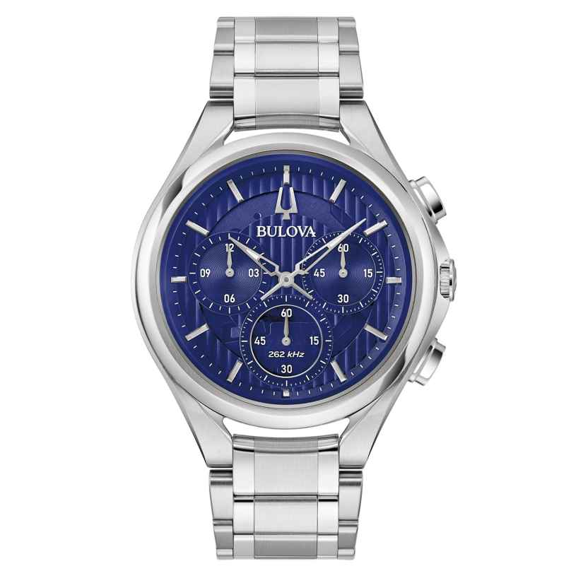 Bulova 96A302 Men´s Wristwatch Chronograph Curv Steel/Blue 7613077593059