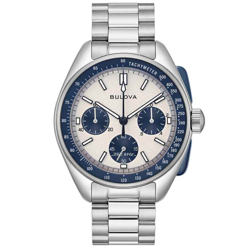 Bulova 98K112 Men's Watch Chronograph Lunar Pilot blue with 2 Straps 7613077592656