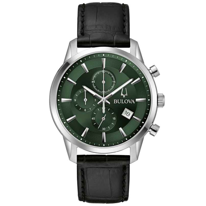 Bulova 96B413 Men's Watch Chronograph Sutton Black/Green 7613077594346