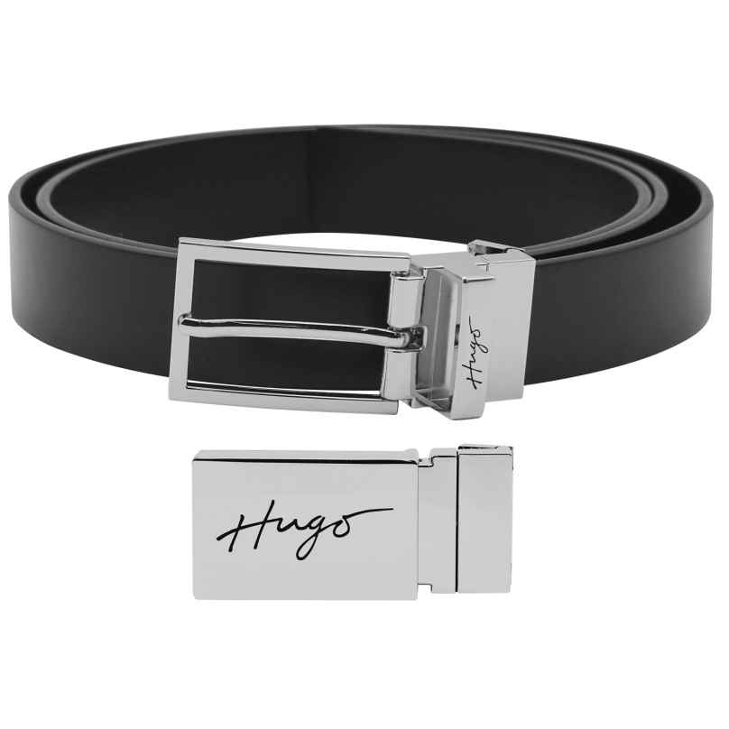 Hugo 50486652-001 Men's Reversible Belt Black Leather Graym 4063536105164