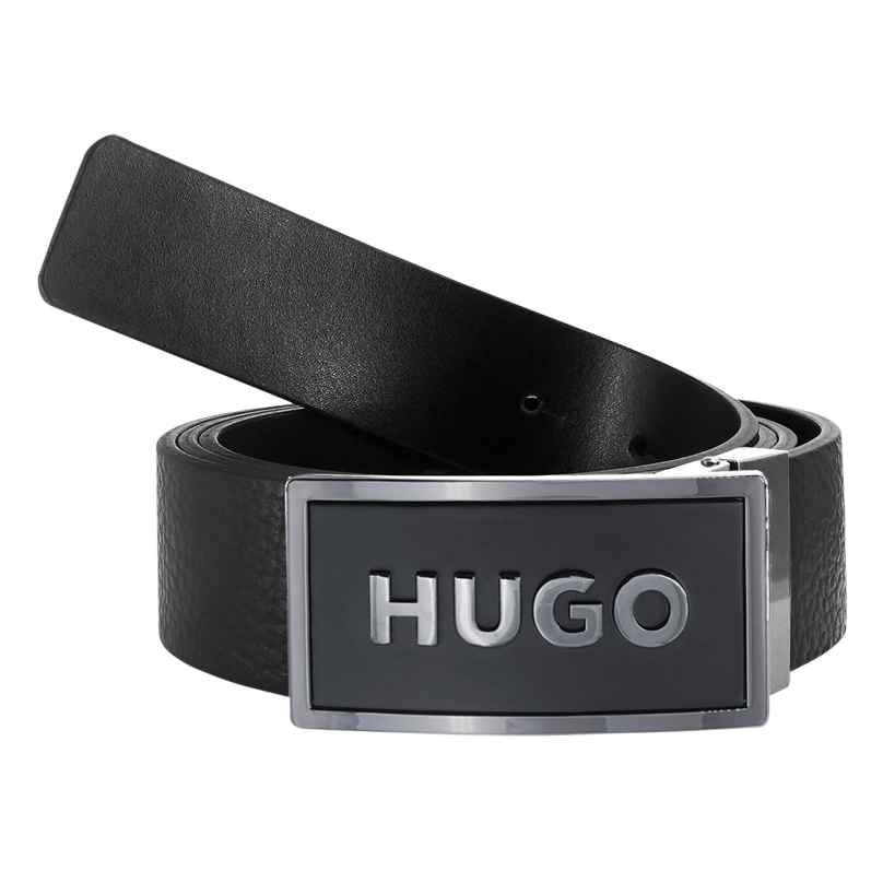 HUGO 50492032-001 Men's Leather Belt Black Garin