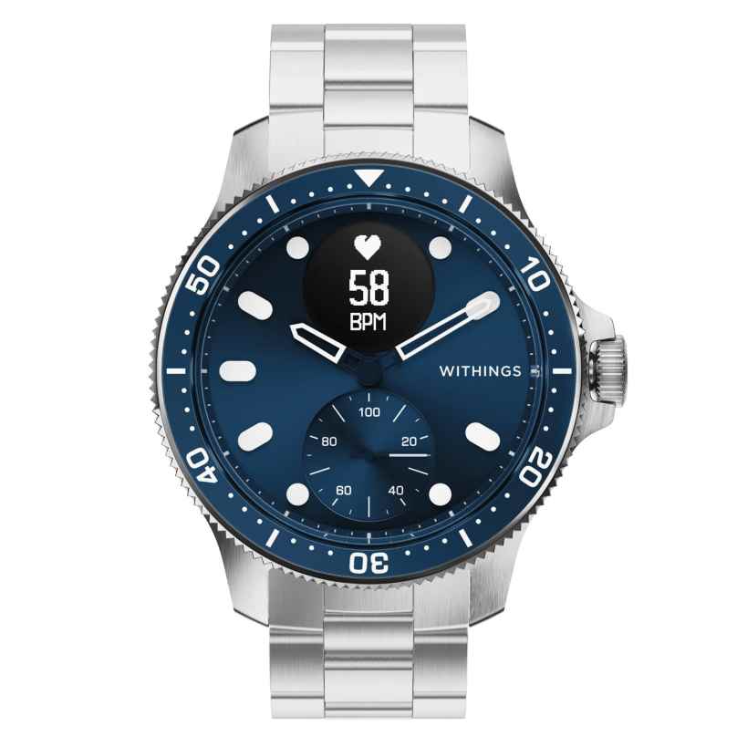 Withings HWA09-Model 7-All-Int Herren-Smartwatch ScanWatch Horizon 43 mm Blau 3700546707285