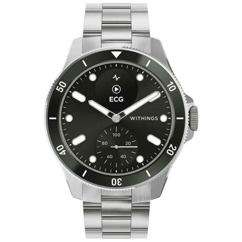 Withings HWA10-Model 8-All-Int Herren-Smartwatch ScanWatch Nova 42 mm Grün 3700546708749