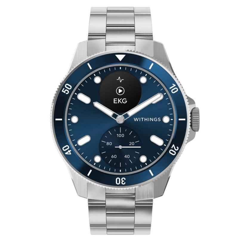 Withings HWA10-Model 7-All-Int Herren-Smartwatch ScanWatch Nova 42 mm Blau 3700546708732
