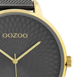 Oozoo C10554 XL Damenuhr mit Edelstahl-Armband gold / anthrazit 48 mm