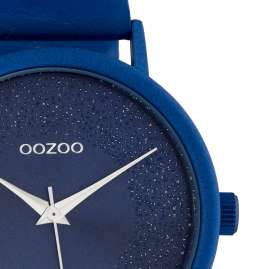 Oozoo C10583 Damenuhr mit Glitzereffekt und Lederband Ø 42 mm Blau