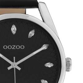 Oozoo C10818 Damenuhr mit Lederband Silber/Schwarz 42 mm