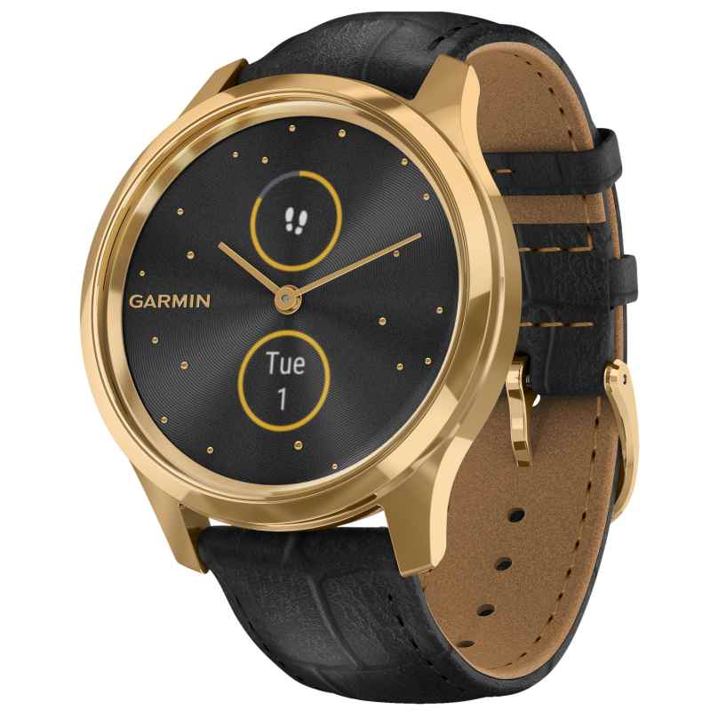 Garmin 010-02241-02 vivomove Luxe Smartwatch mit Lederband Schwarz 0753759234522