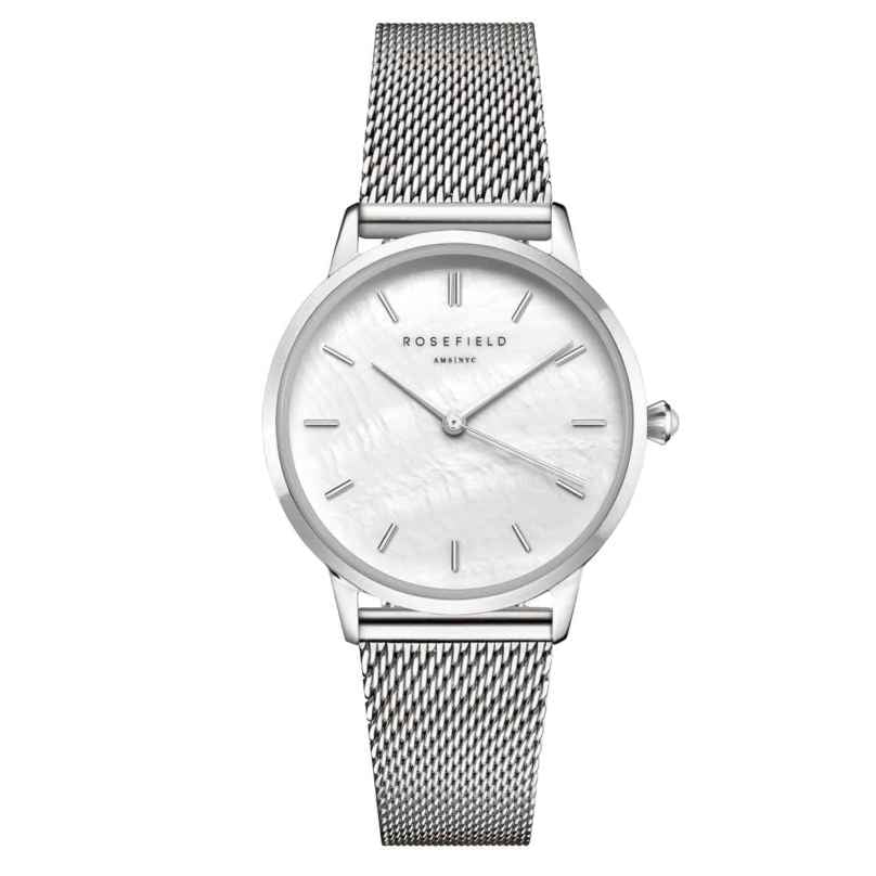 Rosefield RMSMS-R08 Ladies' Watch Pearl Edit Mesh Silver Tone/White 8720246519464