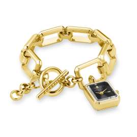 Rosefield SBGSG-O66 Schmuckuhr Studio Octagon Chain Goldfarben/Schwarz