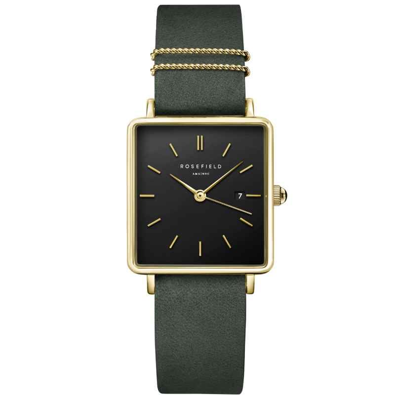 Rosefield QBFGG-Q031 Damenuhr Quarz Boxy Waldgrün/Goldfarben 8720039334168